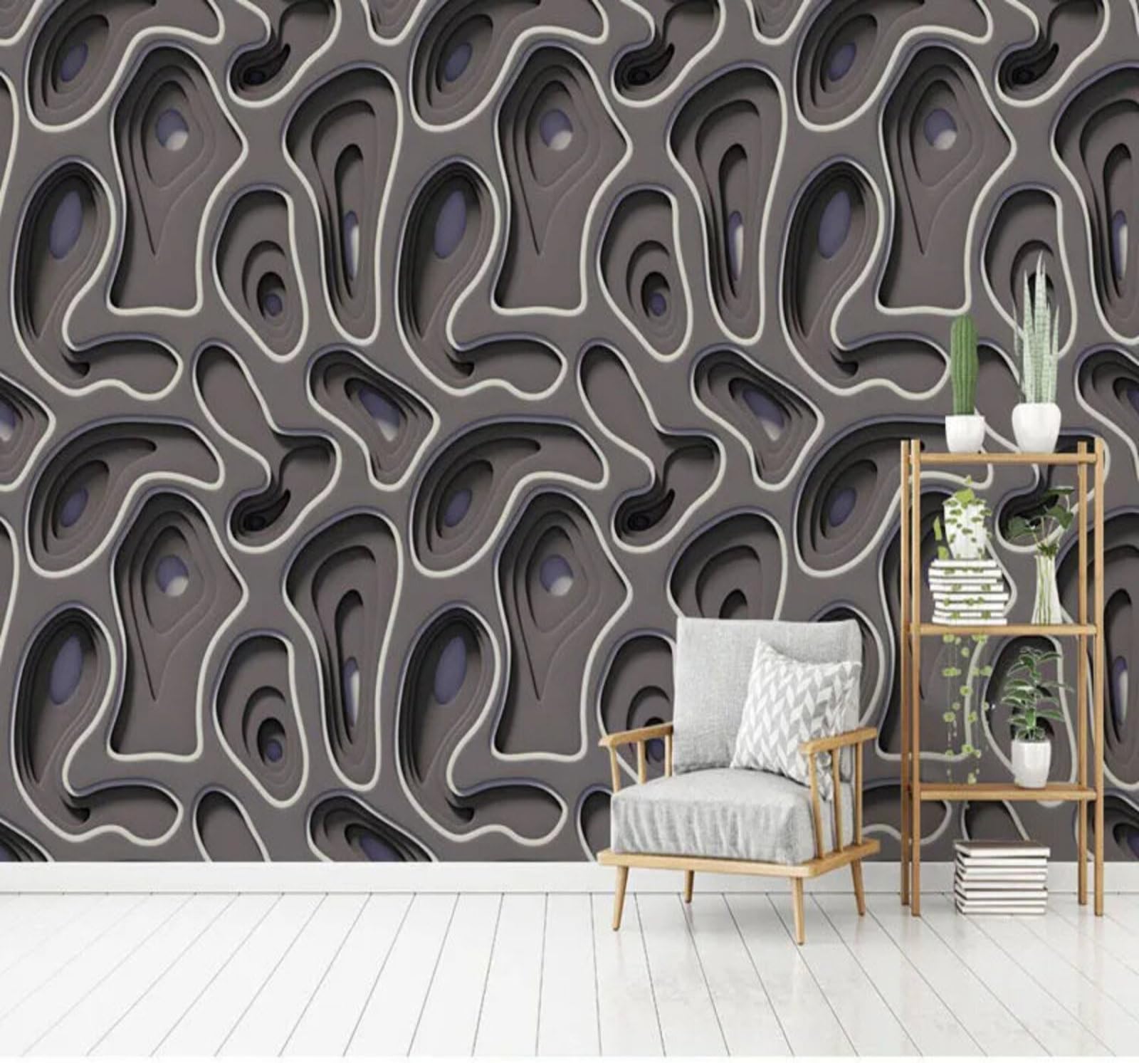 Wallpaper-3D-Xlm 150Cm×105Cm(B×H) Abstract Three Dimensional Geometric Curves Art 3D Wallpaper Easy Install Feature Office Living Room Sofa Bedroom Tv Background Wall Decoration-150Cm×105Cm