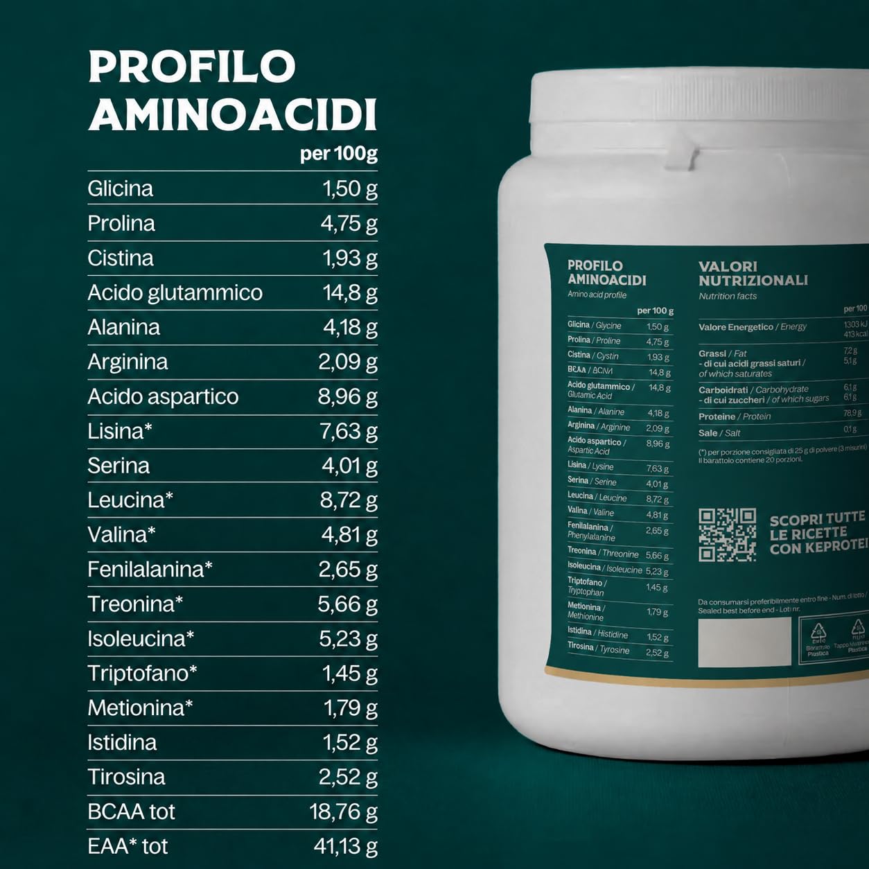 Kefood - Proteine in polvere WHEY - 100% Grass-Fed dalla Nuova Zelanda - Senza Sucralosio - Senza Zucchero - 500g - Ideale per Crescita Muscolare e Recupero