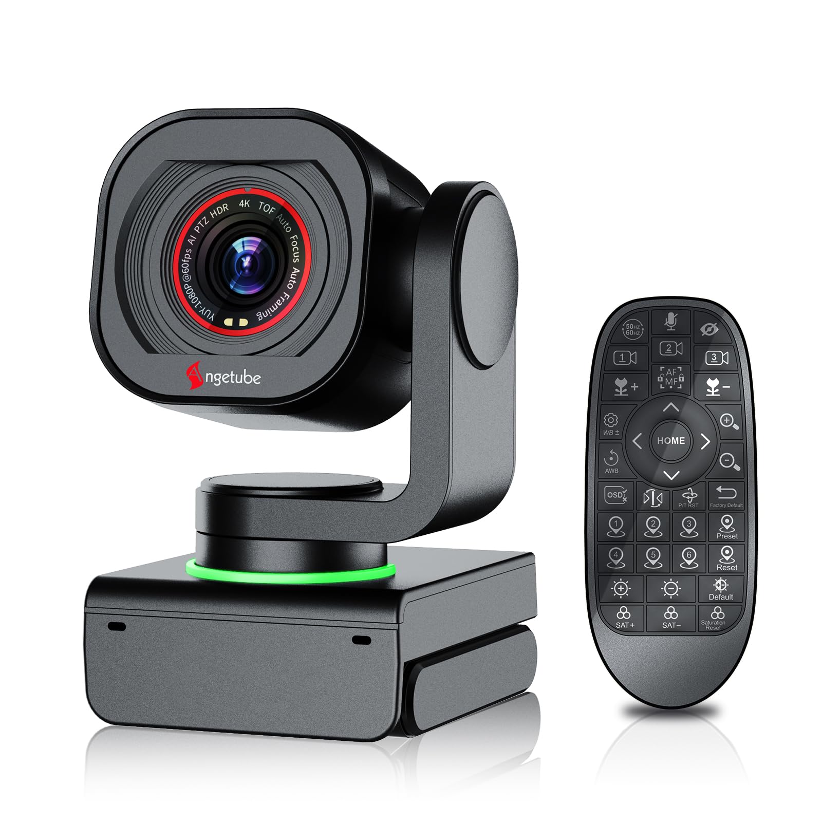 Angetube Webcam 4K con Control por Gestos y Seguimiento AI – Webcam PTZ USB 3.0 para Streaming con micrófonos duales y reducción de Ruido, Enfoque automático TOF, 1080P 60FPS, HDR, para PC/Laptop/Mac
