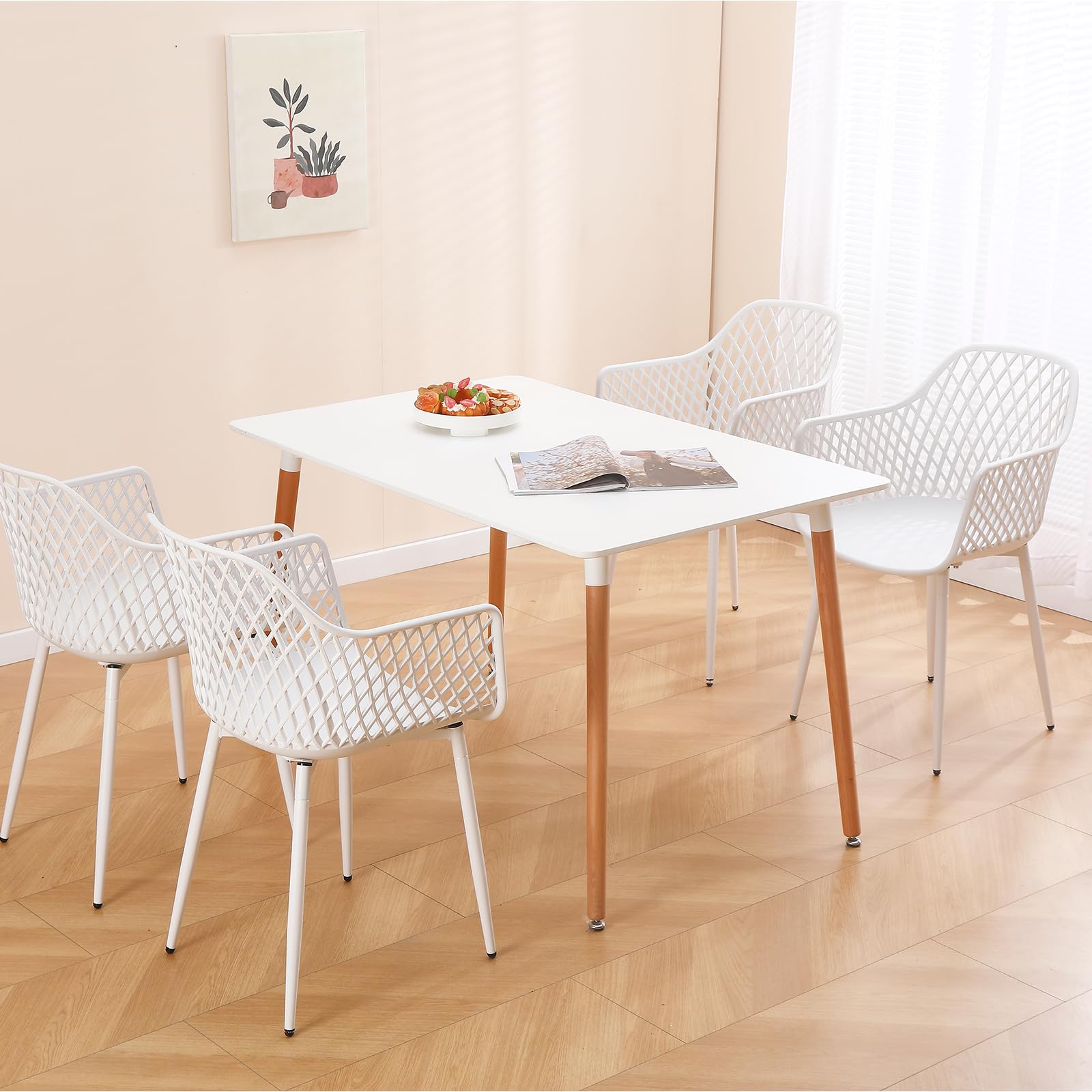 Amazon｜TAO ONE ダイニングチェア 4脚セット 食卓椅子 56x51x45cm 肘