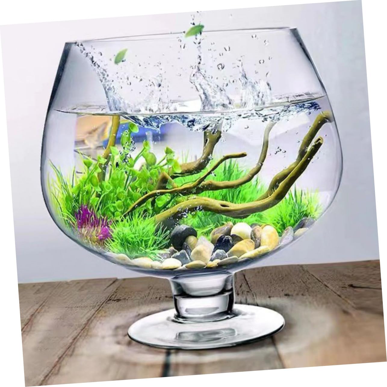 Petit Aquarium Transparent pour Poissons Betta Bocal à Poissons Verre Décoratif Et Facile à Nettoyer pour Bureau Ou Intérieur