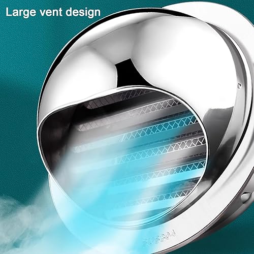 Miniatura 5 de KDDEON 304 Stainless Steel Round Chimney Cowl Cap,Exterior Wall Air Outlet Range Hood Exhaust Pipe Chimney Rain Cap,Pipe Rain Cover Protector