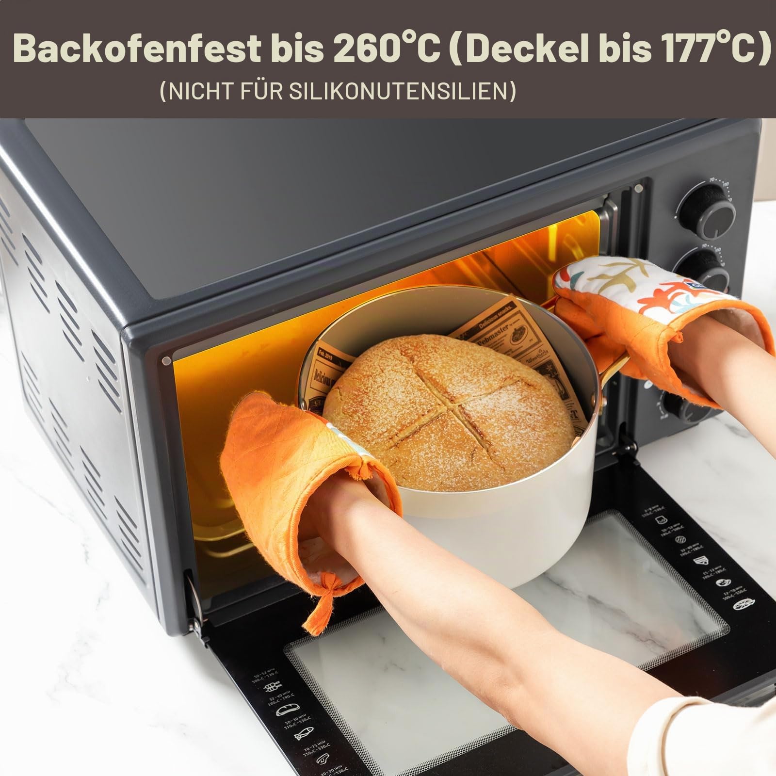 Keramik KochSet, gesund, Töpfe und Pfannen Set mit Deckel, antihaftbeschichtet(ohne PFAS, PFOA),Küchen，Induktions，Backofenfest，Geschirrspüler，Beige/Weiß Gold (Creme, Grau, Gold)