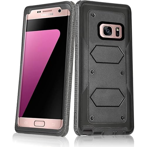 Asuwish Phone Case for Samsung Galaxy S7 Edge Cover Hybrid Shockproof Drop Proof Full Body Protective Heavy Duty Cell Accessories Glaxay S7edge Gaxaly S 7 Plus Galaxies GS7 7s 7edge Women Men Black