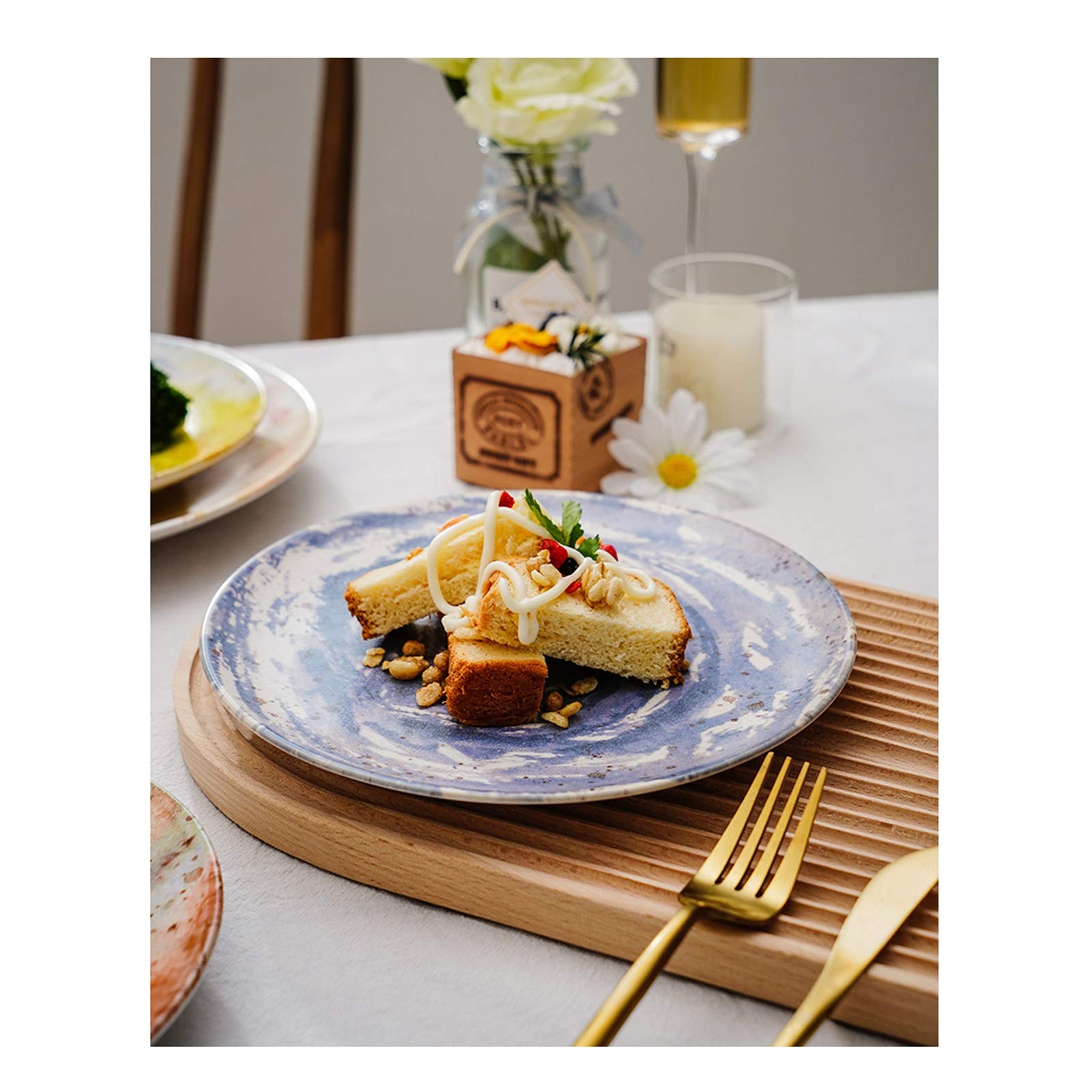 Speiseteller Sternenhimmel-Motive-Dinner-Platte, tägliche Gebrauchs-Platte geeignet for Dessert, Pasta, Salat, Steak, 8-Zoll-Vorspeiseplatte. Flachteller(C,2pack)