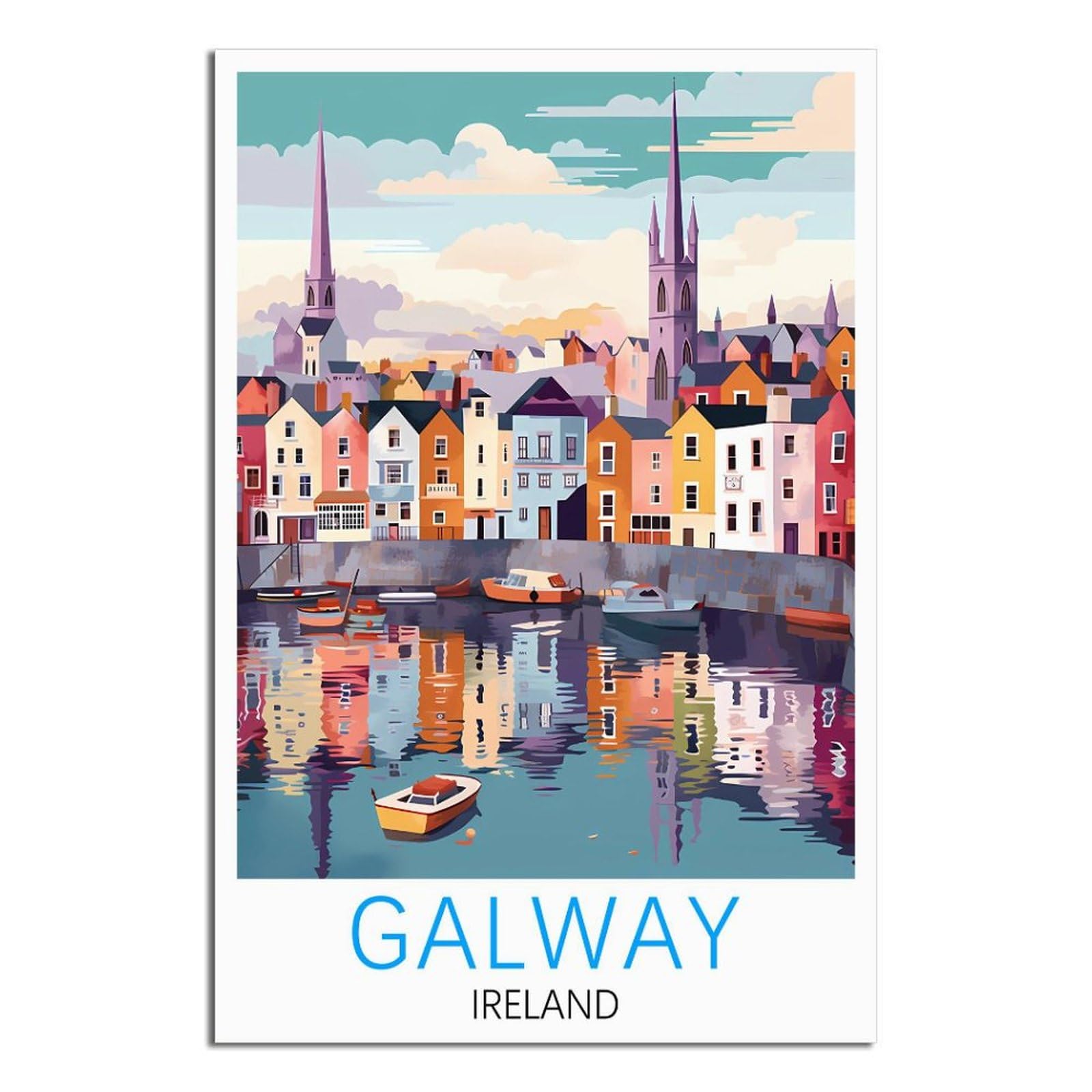 EZMLFA 5D Diamond Painting Kits,Galway Ireland,Diamond Painting Kits for Beginners Round Full Drill Painting with Diamonds Gem Art for Home Wall Decor 30x40cm