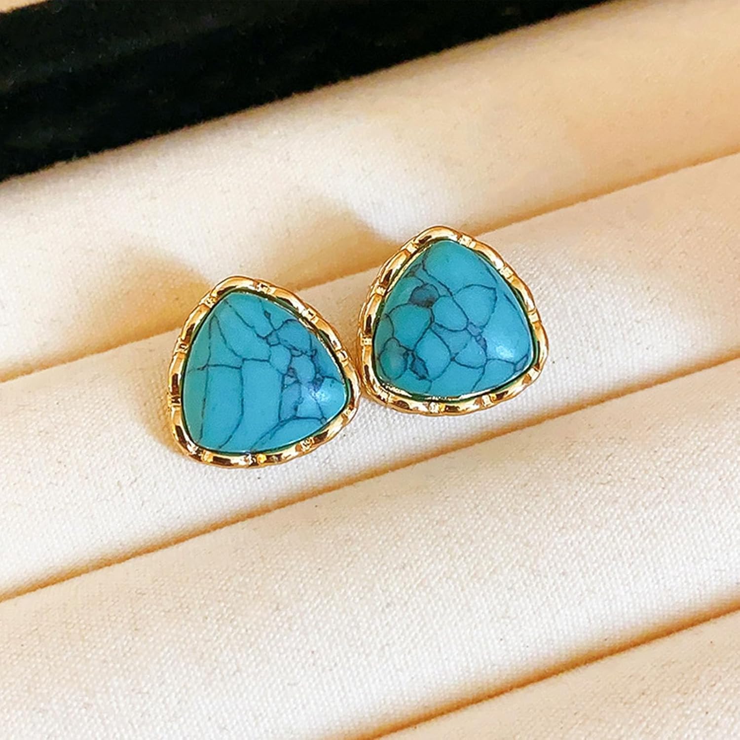 Gold Turquoise Earrings for Women Irregular/Square/Oval/Triangular Turquoise Earrings Jewelry Christmas Gift for Her