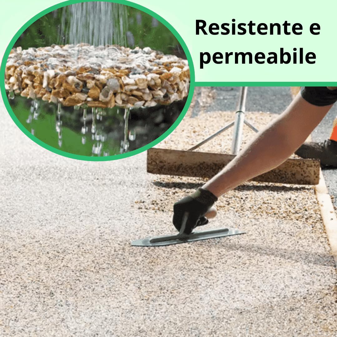 Resin Pro Kit Completo Per Pavimento Per Esterno, Pavimento Esterno in Ciottoli e Resina, Kit con Resina per Pavimenti Facile da Applicare, Ghiaia stabilizzata (Grigio Bardiglio, Legante Trasparente)