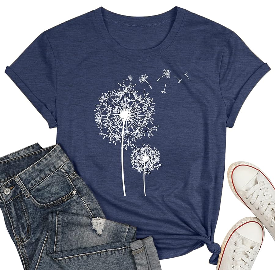 Womens Graphic Tees Dandelion Shirt Women Floral T Shirts Scatter Kindness T Shirt Funny Cute Flower Tops - image 4