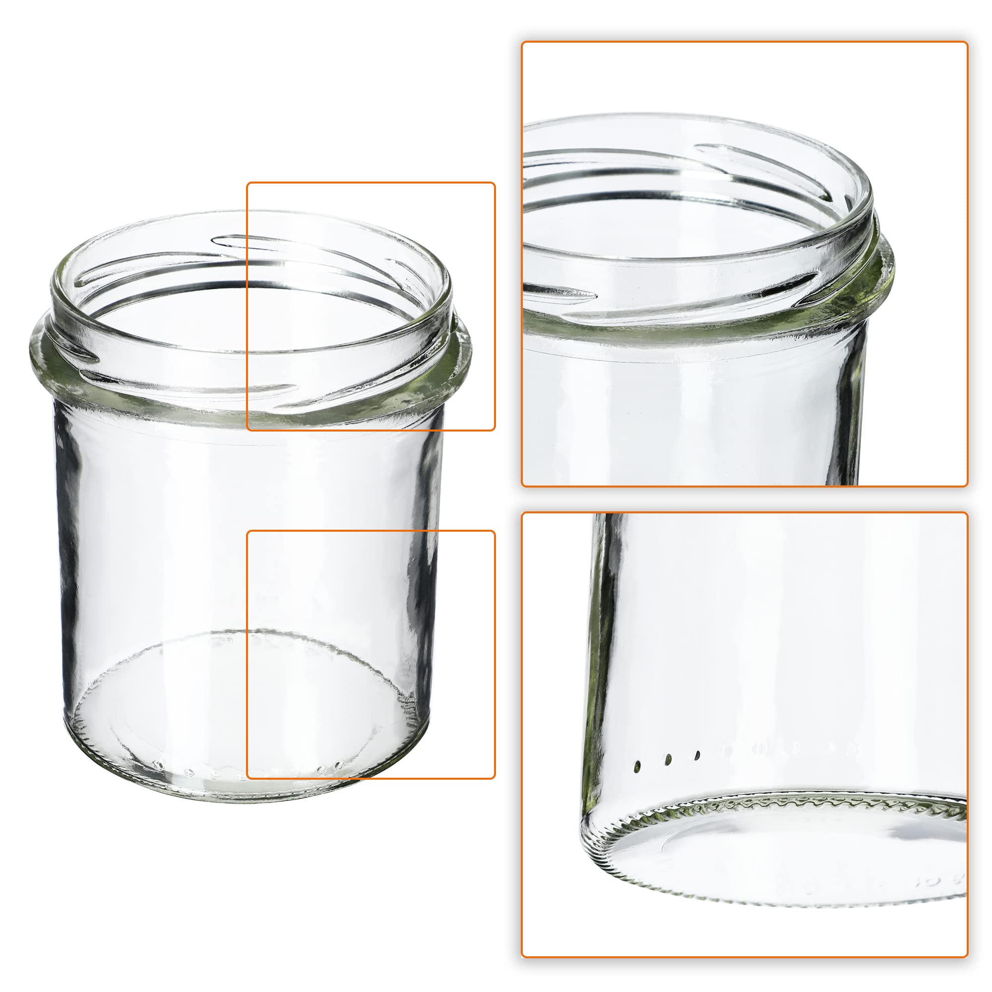 KADAX Lot de 100 bocaux en verre 350ml Ø82 à pois rouges – Couvercle Twist-Off hermétique TO82 – Pour confitures, conserves, cornichons, miel & fermentation