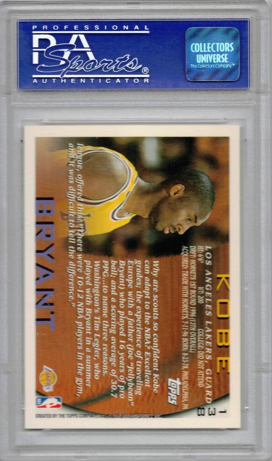 Kobe Bryant　Topps　RC　#138　1996-97　ルーキー Amazon.com: Powers Collectibles Kobe Bryant 1996 Topps