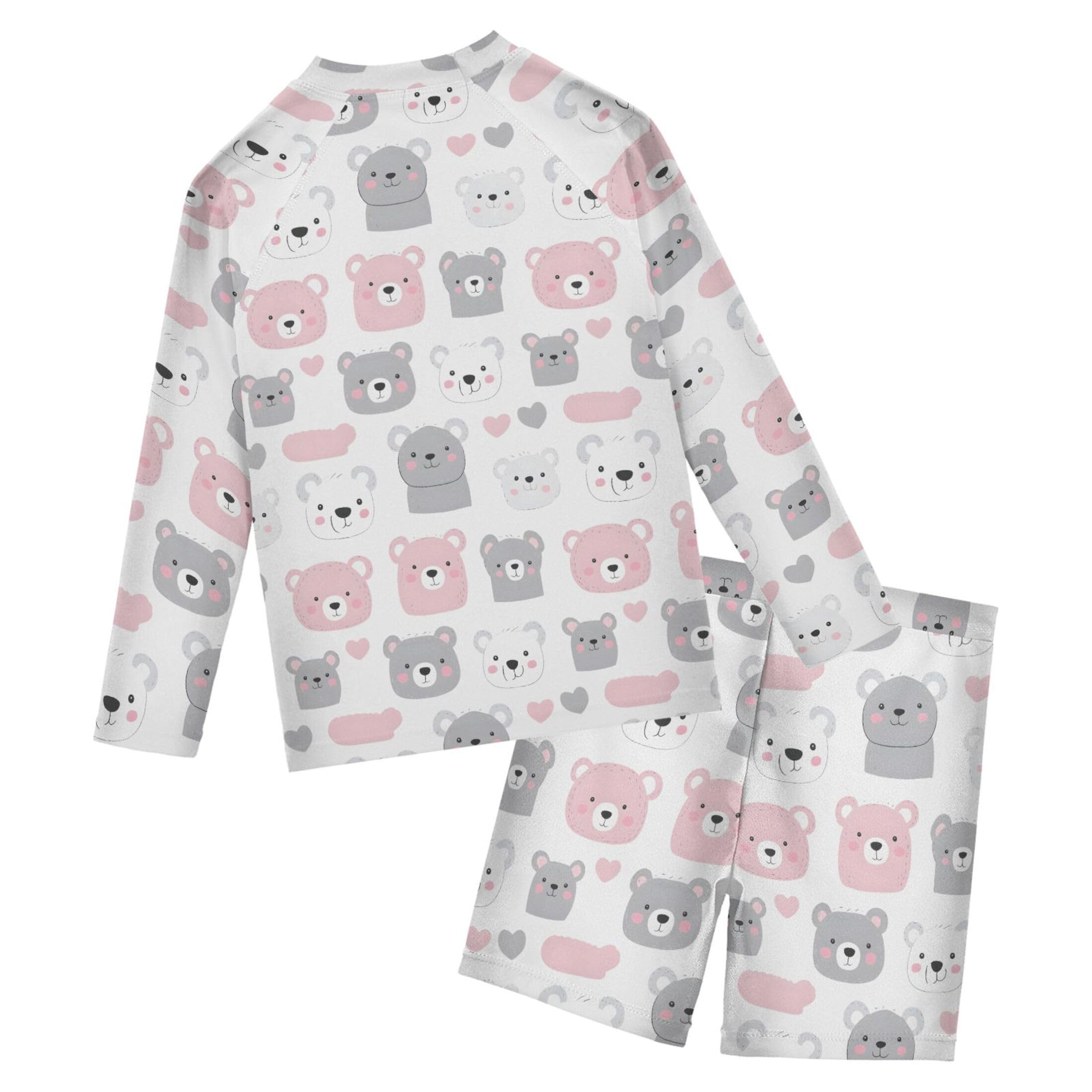 Bear Animal Cute Baby Boys' Toddler Long Sleeved Rashguard Swim Bathing Suit Set B0403615
