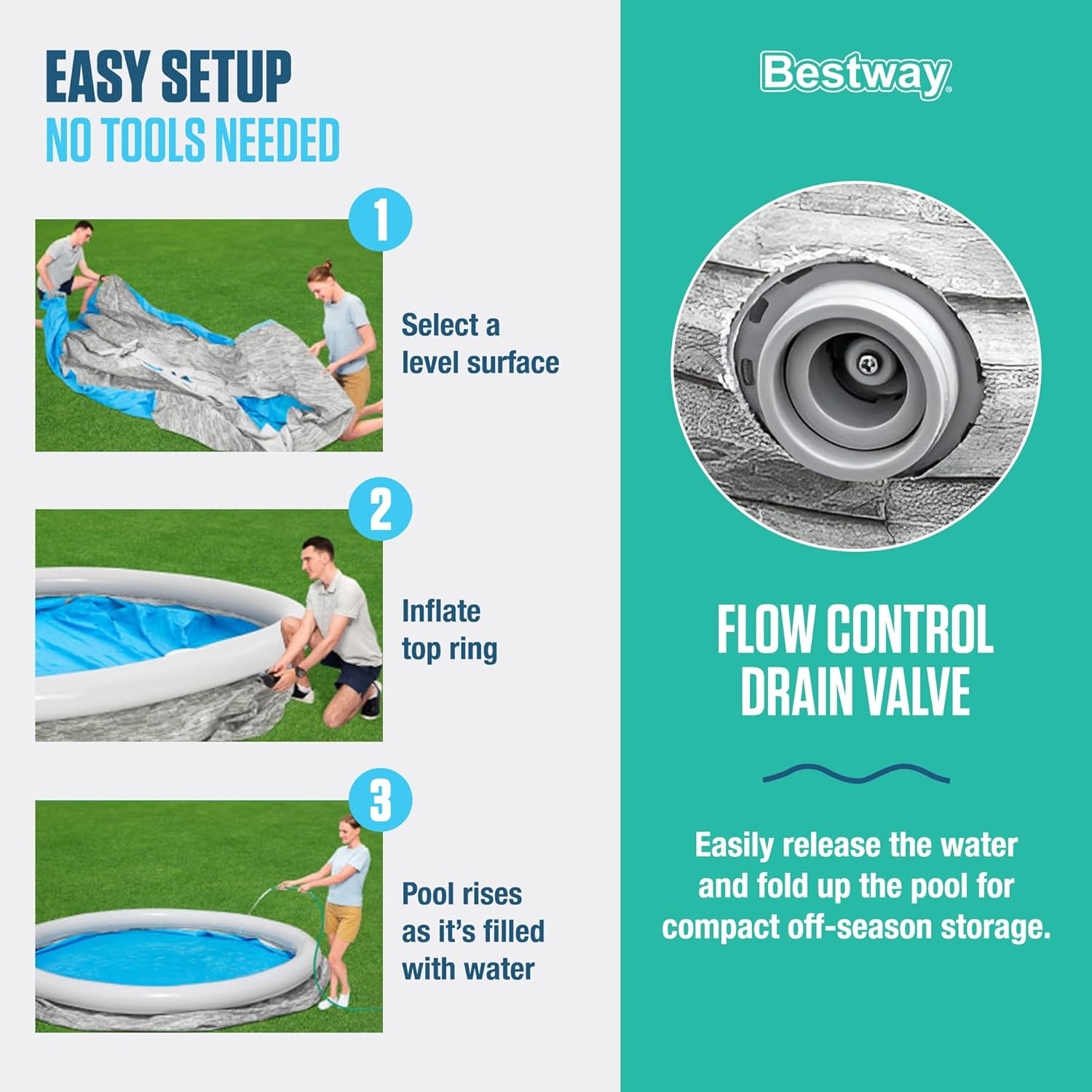 Bestway 12' x 30" Round Inflatable Stone Design Pool Set with Filter Pump