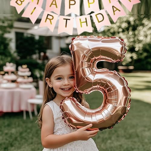 Miniatura 4 de Decoraciones de cumpleaños con texto en inglés "Her Royal Fivenness", decoraciones de cumpleaños para niña de 5 años, decoraciones de fiesta de