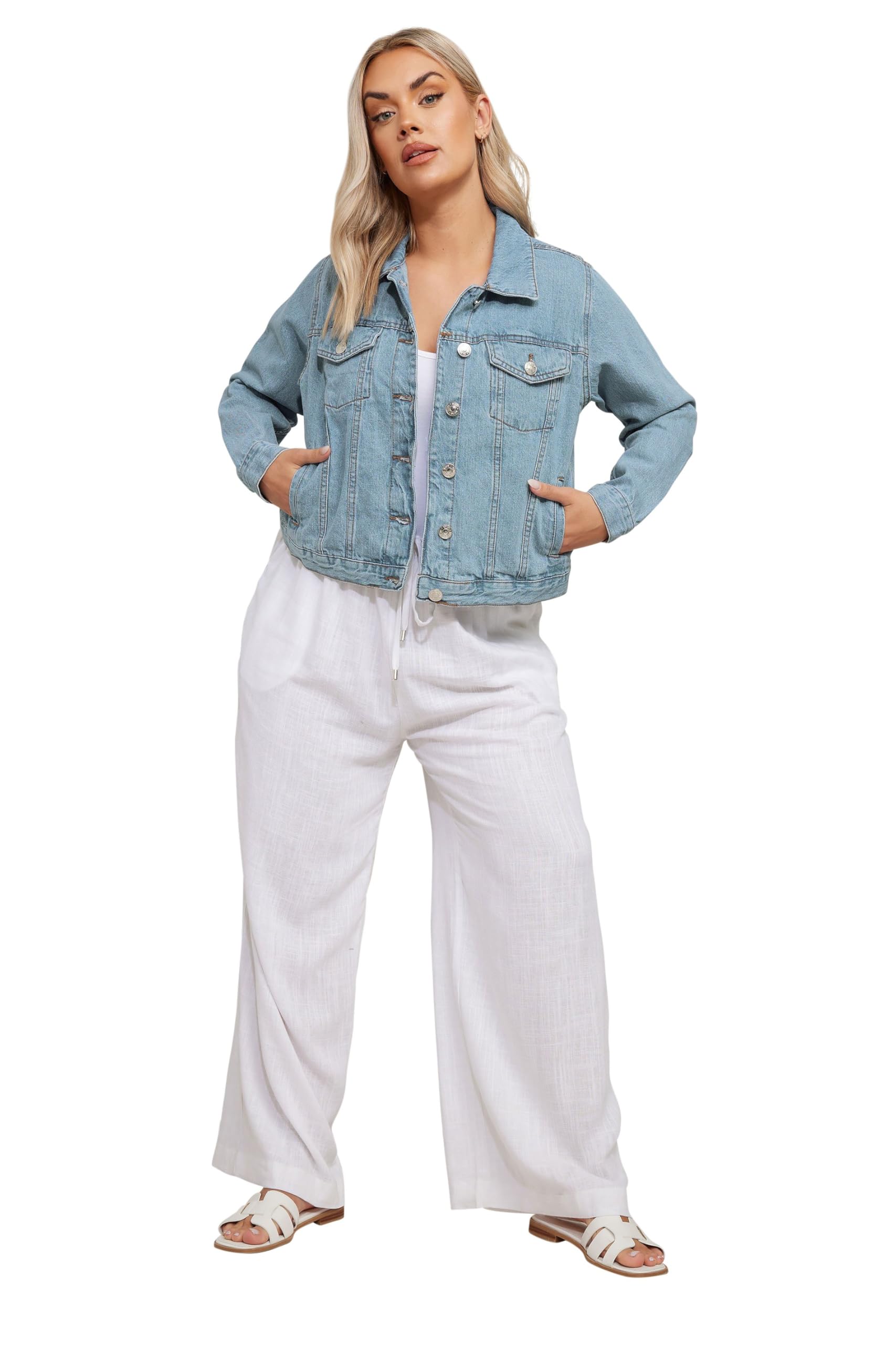Yours Women's Light Blue Curve Denim Jacket - Plus Curve Size 18