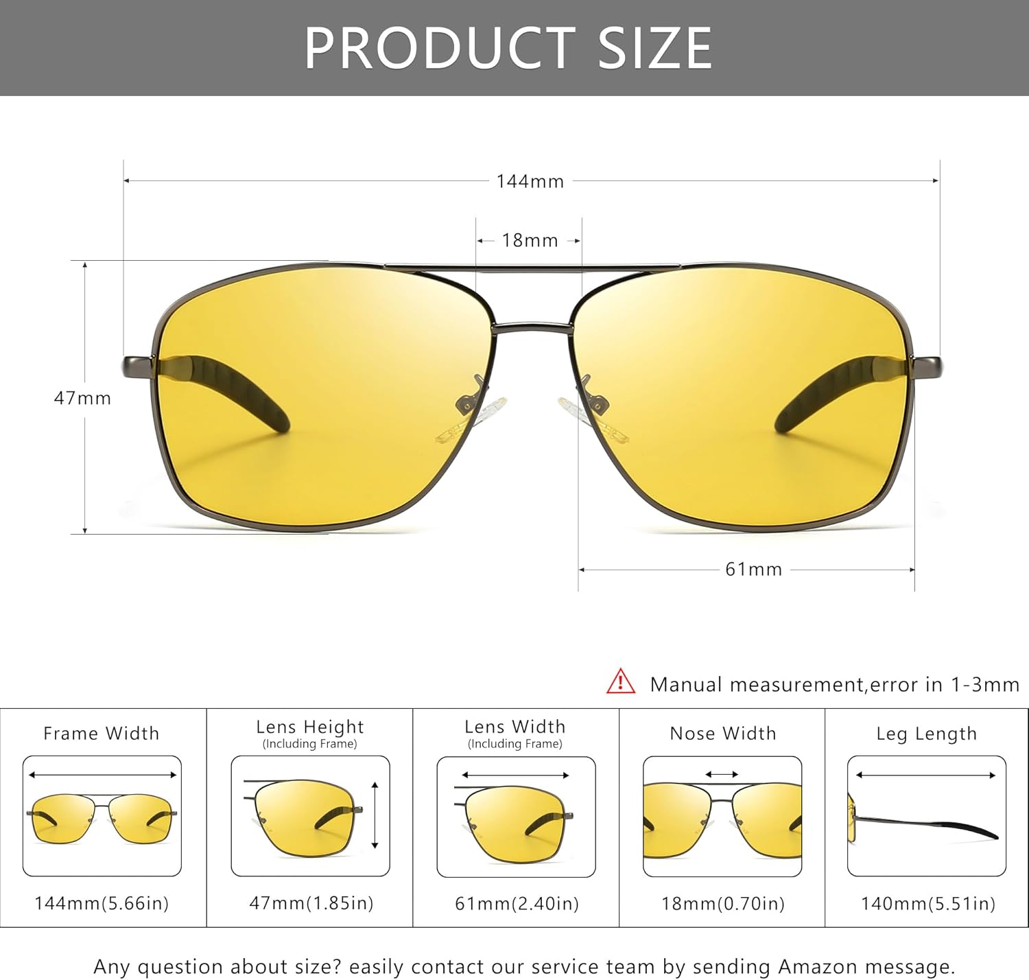 SUNGAIT Men's Polarized Square Aviator Sunglasses Durable Metal Frame for Fishing Driving Golf 100% UV Protection - Image 5