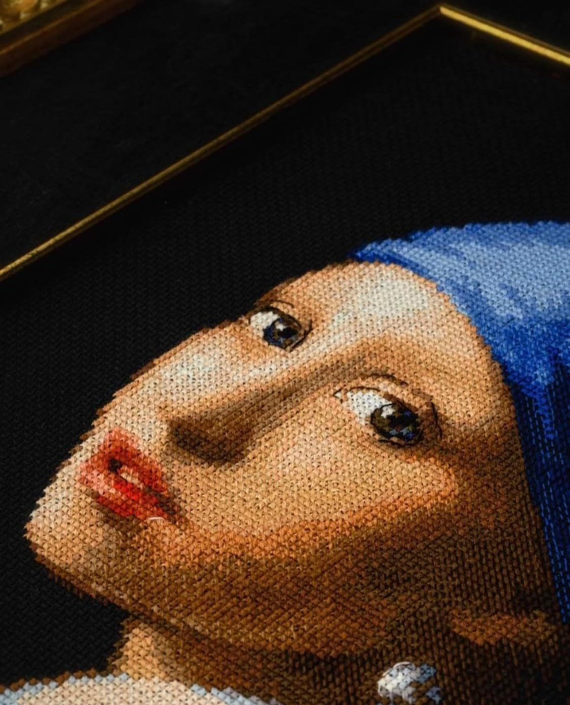 RIOLIS - Girl with a Pearl Earring After J. Vermeer 100/063, Cross Stitch Kits 11¾"x15¾,Cross Stitch Kits for Beginners & Advanced, Crossstitching Kit Adult, Embroidery Counted Stitching Kit