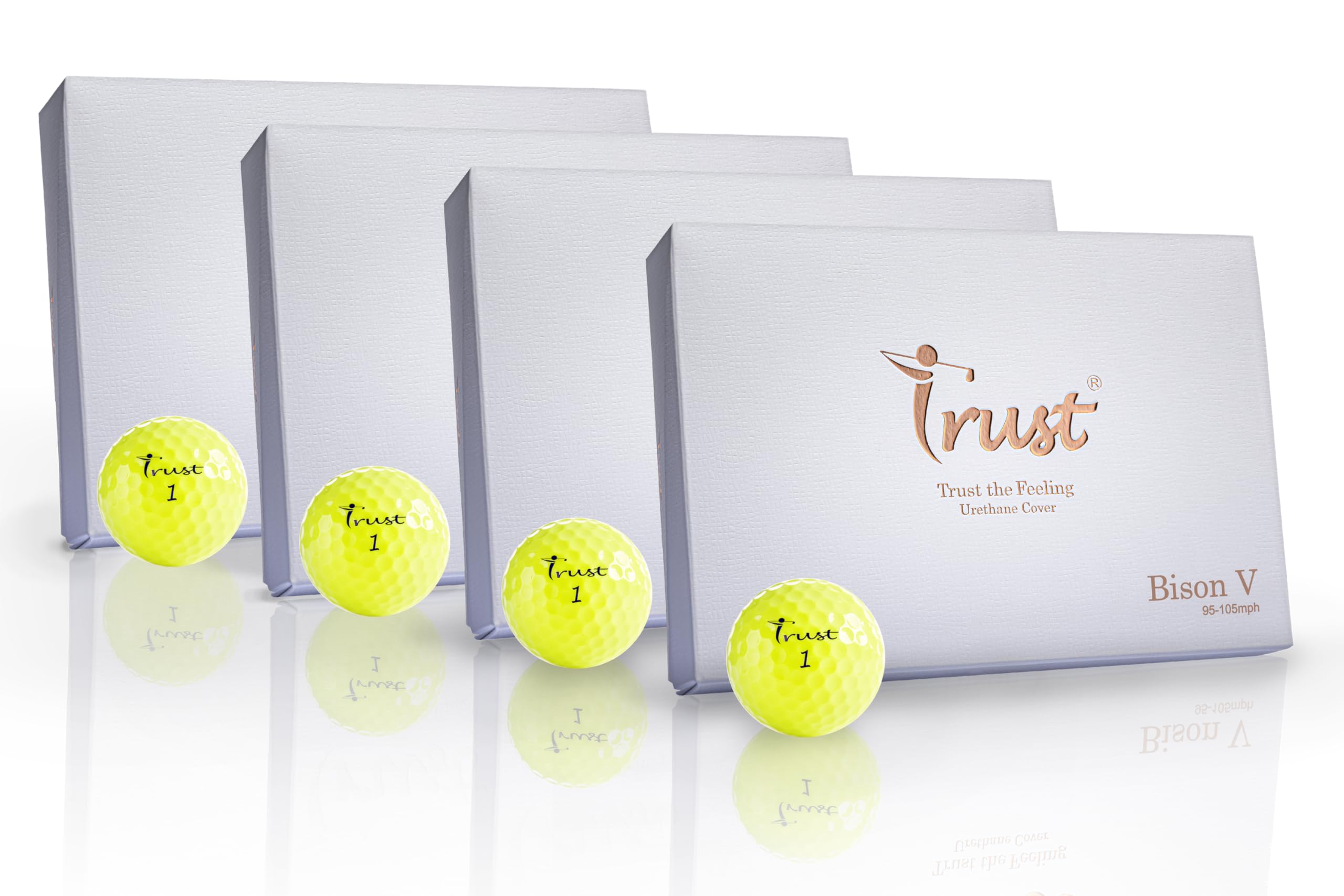 TrustBison V, Urethane Covered for Swing Speed 95~105mph, 3 Piece Golf Ball, Soft & Elasticity Feel, Green Side Control with Distance, Model 2020/2023 (K5 Model / K8 Model)-White/Yellow