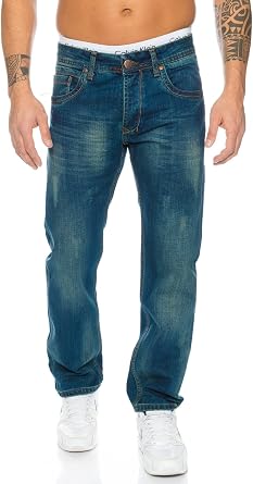 rock creek men's jeans trousers denim stretch regular fit jeans stonewashed w29 – w44