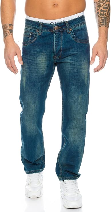 rock creek men's jeans trousers denim stretch regular fit jeans stonewashed w29 – w44