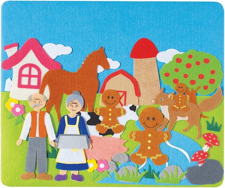 Constructive Playthings Classic Stories Felt Board Story Sets, Flannel Board for Preschool Learning Activities, With Three Little Pigs, Goldilocks, Red Riding Hook, Red Hen and Gingerbread Boy, 3+