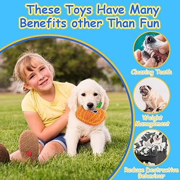 Dog Chew Toys No-Stuffing, 8-Pack Dog-Squeaky-Toy for Small, Medium Breeds
