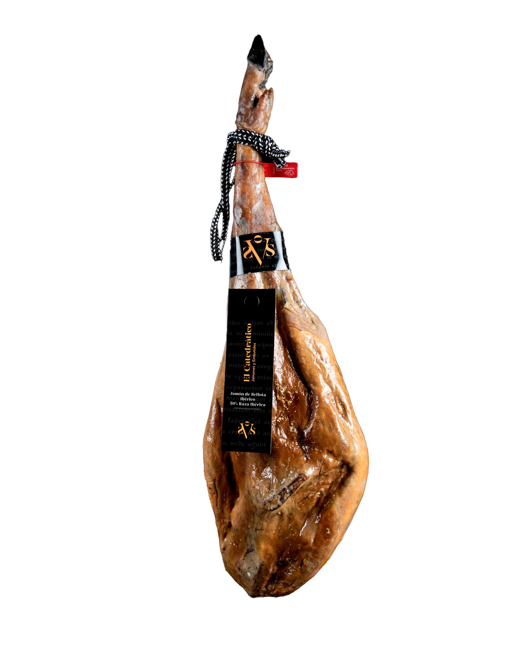 Jamón de Bellota Ibérico 50% Raza Ibérica | Pieza Entera | Etiqueta Roja Premium | Curación 24–36 Meses | Peso 8,2-8,4kg | Cerdos Criados en Libertad | Sabor Suave y Aroma Intenso Gourmet