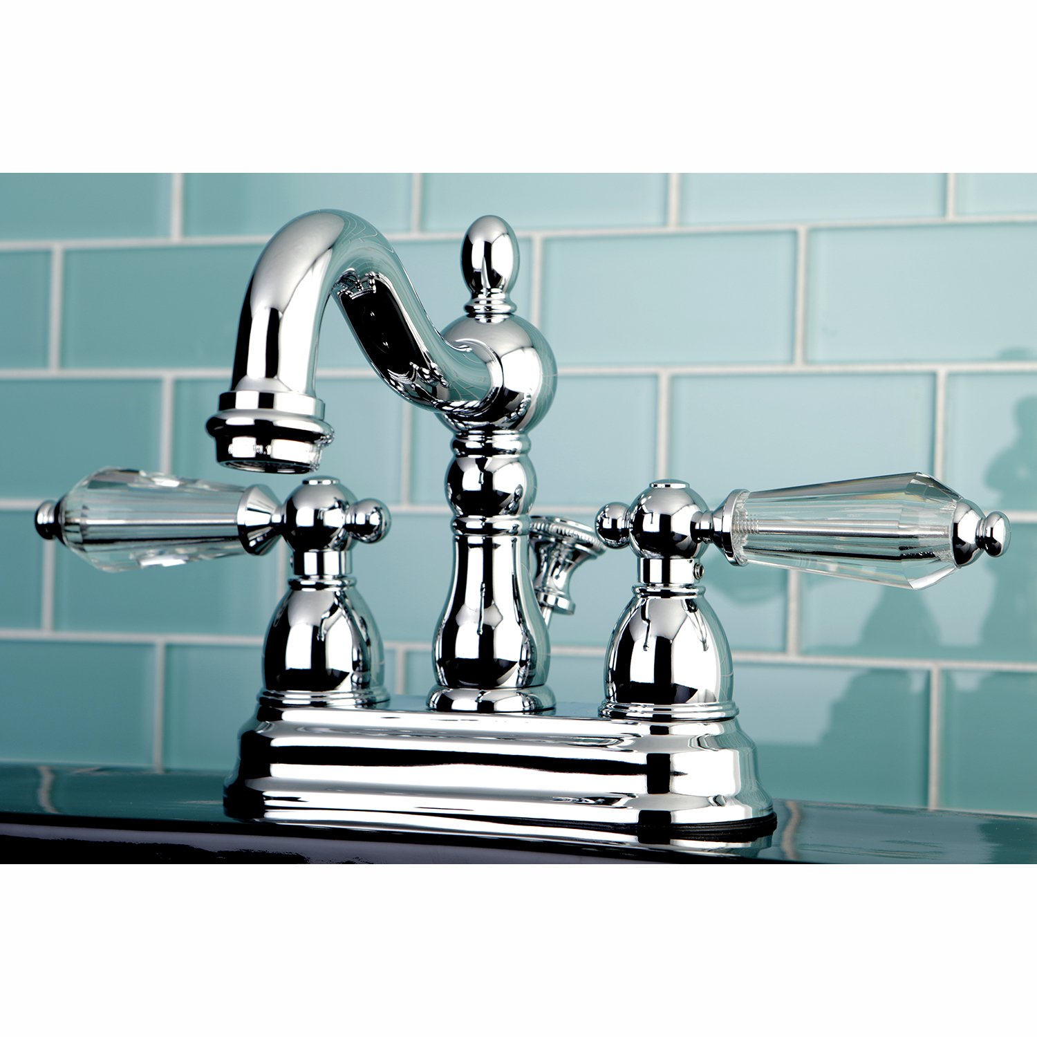 Kingston Brass KS1601WLL Llave de Grifo de baño de 10,16 cm con válvula Clic-clac de latón, Cromado, 4-3/4" in Spout Reach