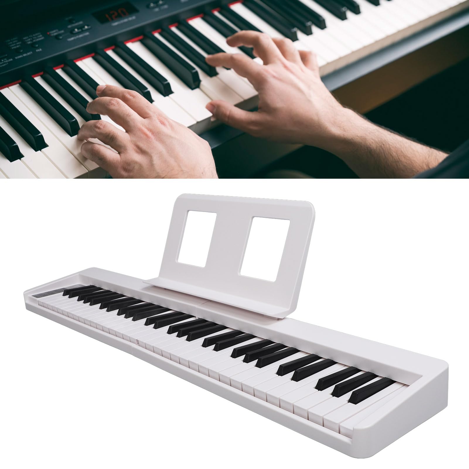 Teclado Electrónico Plegable, Teclado Portátil de 61 Teclas con Tonos Claros, Teclado de Piano Plegable Apto para Principiantes para Practicar en Casa, Teclado de Música Digital