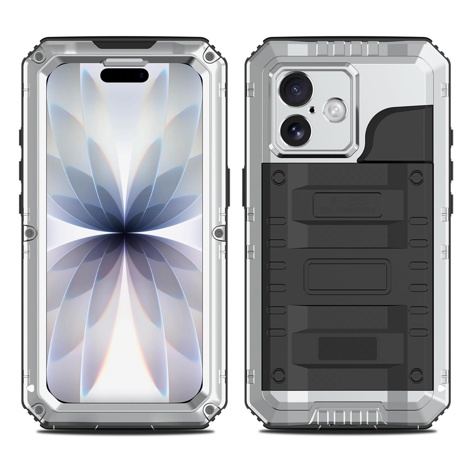 Magnetyczne etui do iPhone 17 Pro Max/17 Pro/17 Air/17, wodoodporne etui na ekran, wytrzymałe, odporne na wstrząsy, wojskowe, srebrne, 17