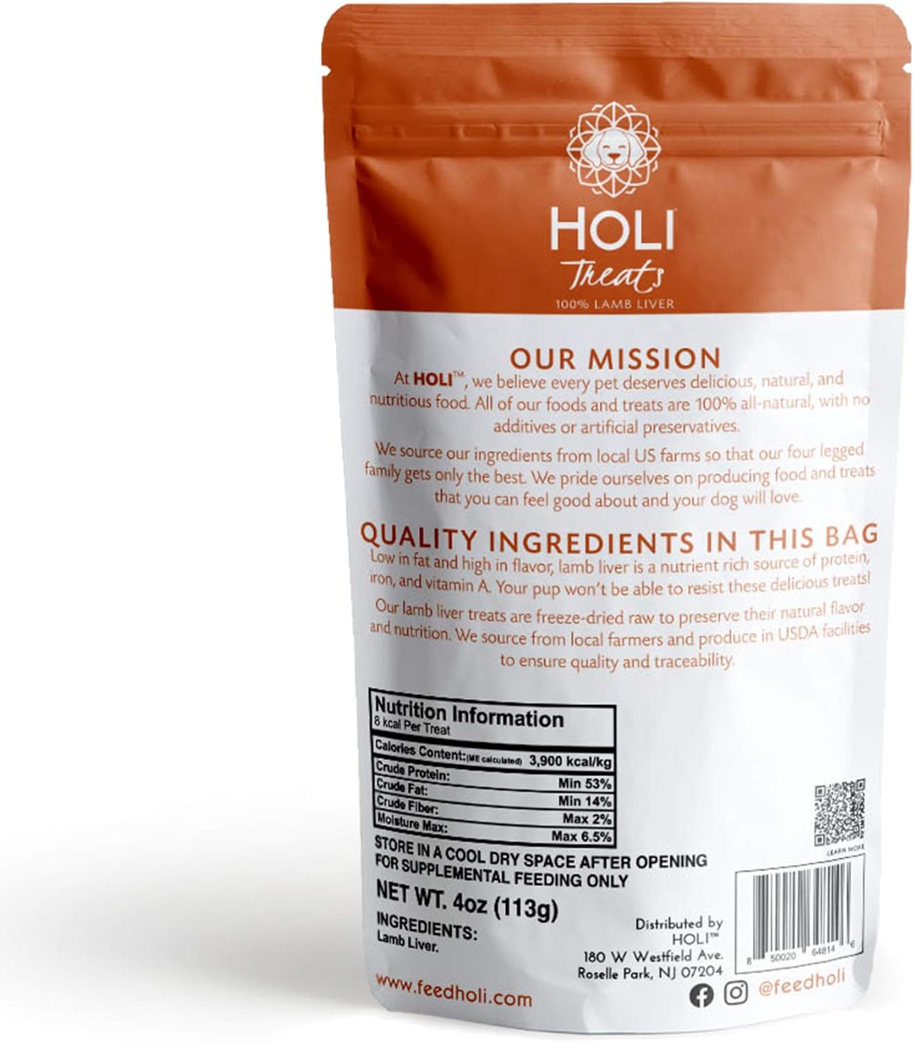 HOLI Freeze Dried Lamb Liver Dog Treats – Single Ingredient Freeze-Dried Dog Treats – Dried Lamb Liver Dog Treats Made in USA – Healthy Liver Treats for Dogs & Diabetic Dog Treat-Friendly - 8oz
