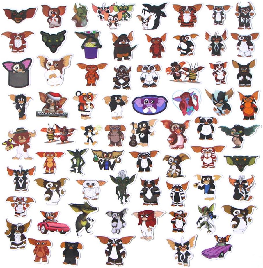 Horror Gremlins Gizmo Themed 66 Piece Character Sticker Decal Set for Kids Adults - Laptop Motorcycle Skateboard Decals