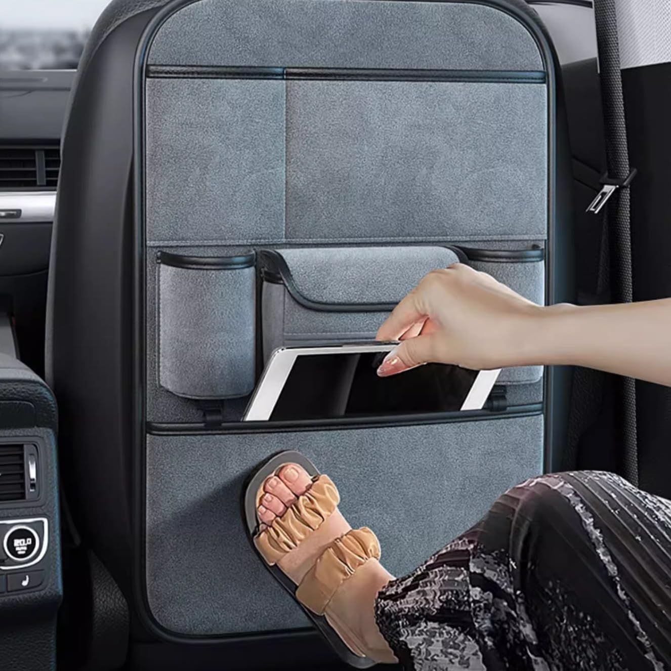 Organizador Asiento Coche para Benz GLB 200d 2019-2024, Multifunción Organizador Asiento Trasero Coche Lorganizador Asiento Coche Niños Protector de Asiento Trasero,Cyan-One