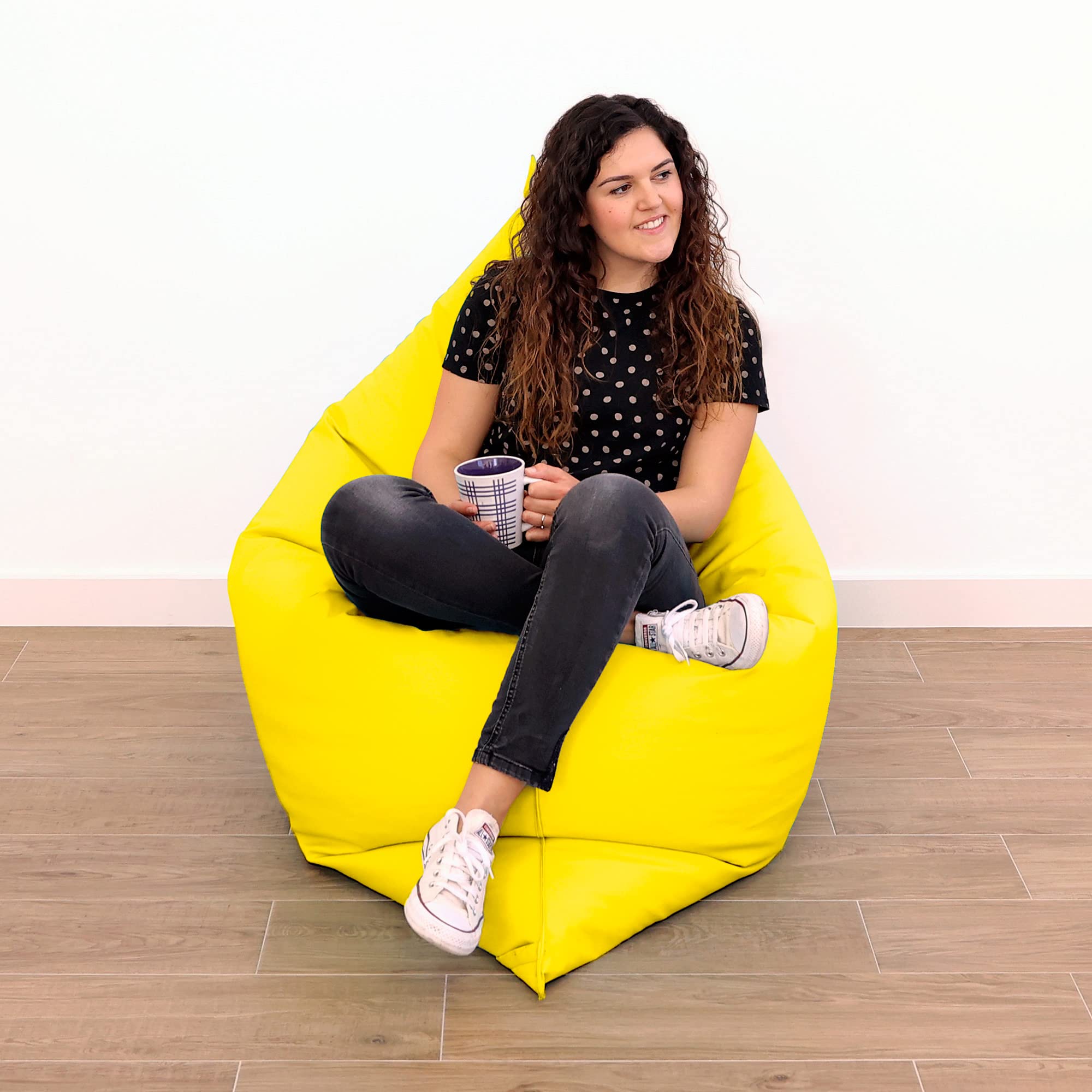 Happers Big Pouf Géant Similicuir Indoor Jaune