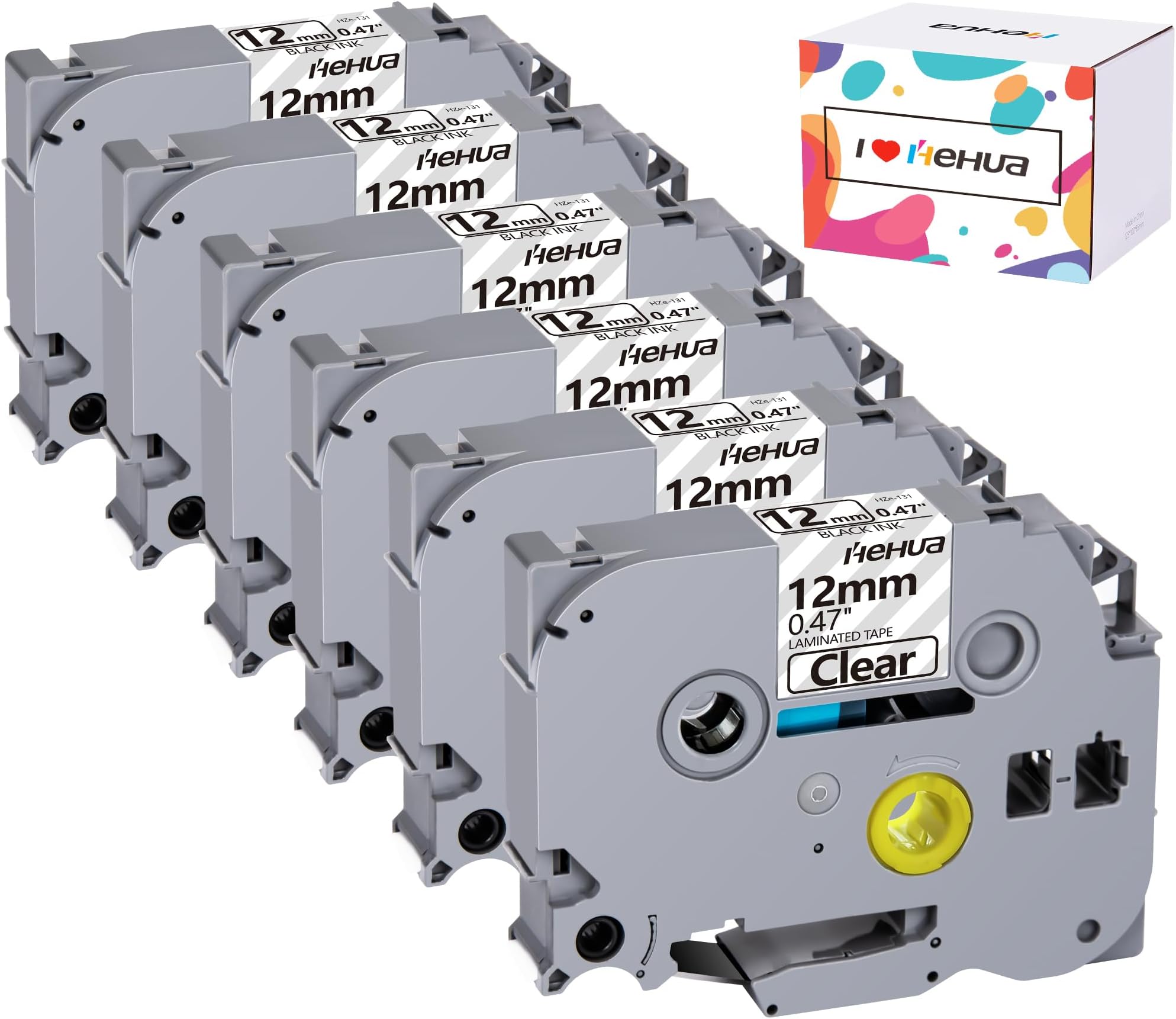 3 Pack BRO TZe-131 Label Tape - 12mm Black On Clear Laminated Label Maker Tape