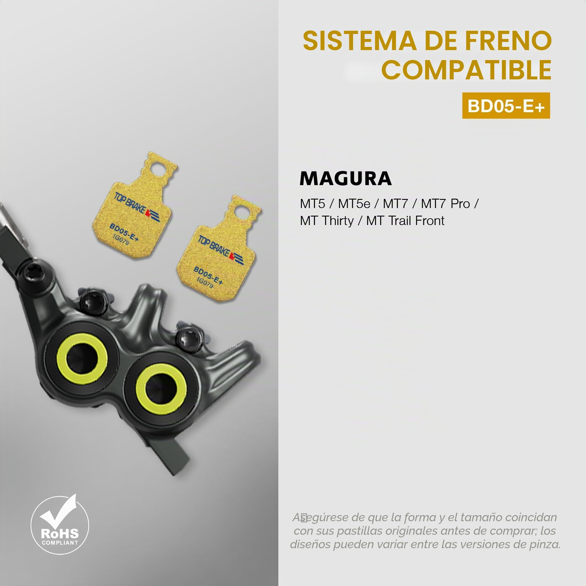 TOP BRAKE Pastillas de Freno de Disco compatibles con MAGURA MT5 MT5e MT7 MT7 Pro MT Thirty | MTB eMTB Trail All Mountain Downhill Enduro | 2026 iF Design Award