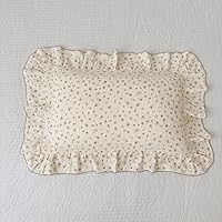 Vista 44 de BuLuTu Funda de almohada de muselina de algodón para niños pequeños, diseño de brotes, funda de almohada Shabby Chic con borde de volantes, funda
