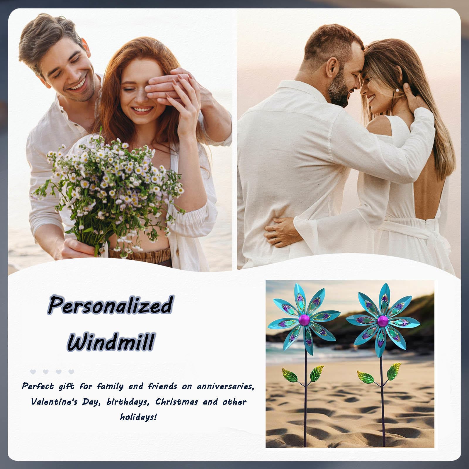 Confezione da 2 Girandola A Vento All'Aperto, Giravento, Foglia di Pavone Giardino Della Girandola Del Vento per Decorare Giardini, Terrazze E Prati