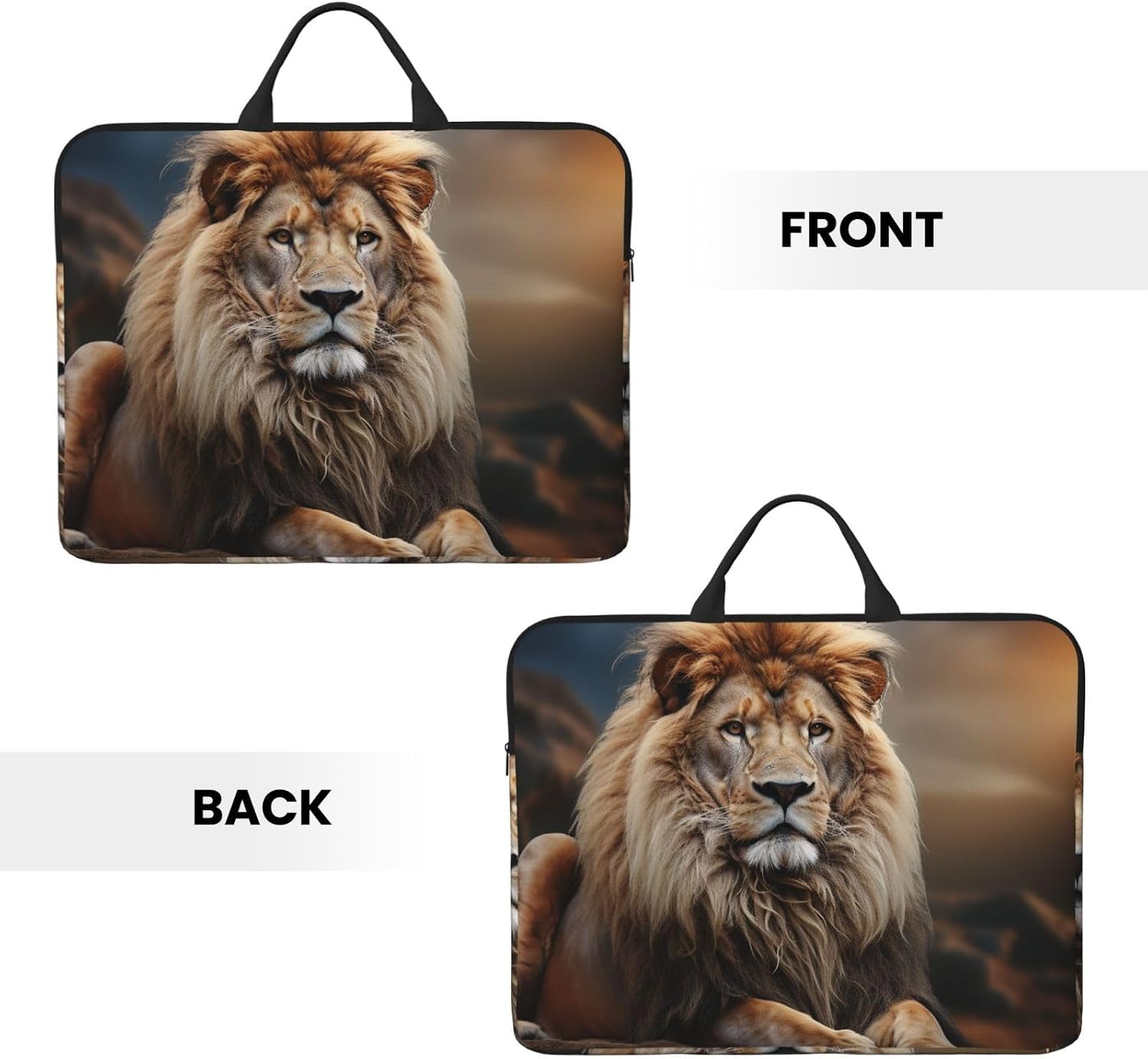 Creative Animals Lion Laptop Case 14 inch, Shockproof Computer Cover Laptop Sleeve Briefcase Carrying Bag with Handle image 2