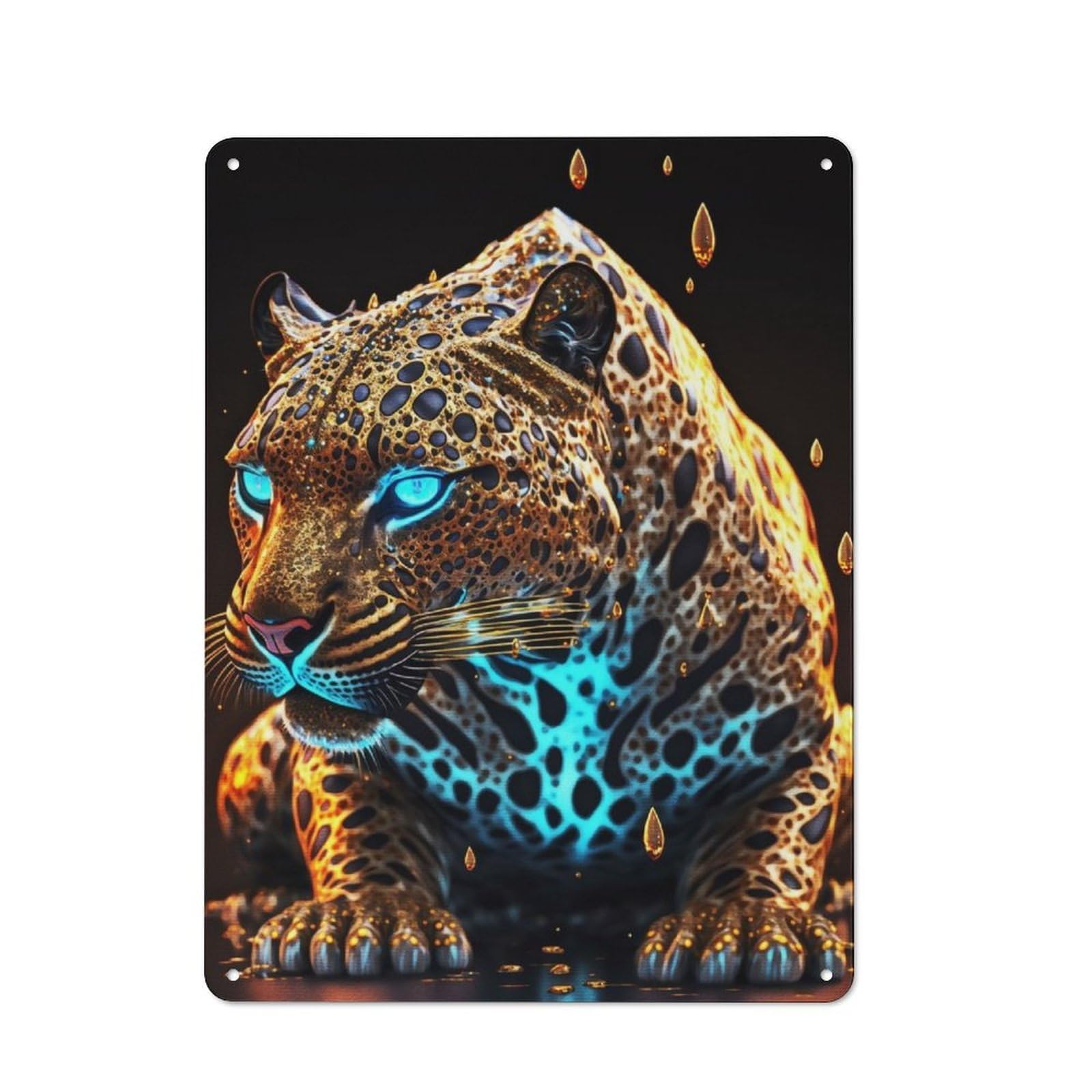 Junmoney Leopard Diamonds Retro-Style Metal Plaque 40X30cm For Kitchen Or Home Bar, Gift For Home Bar Enthusiasts During The Christmas Season
