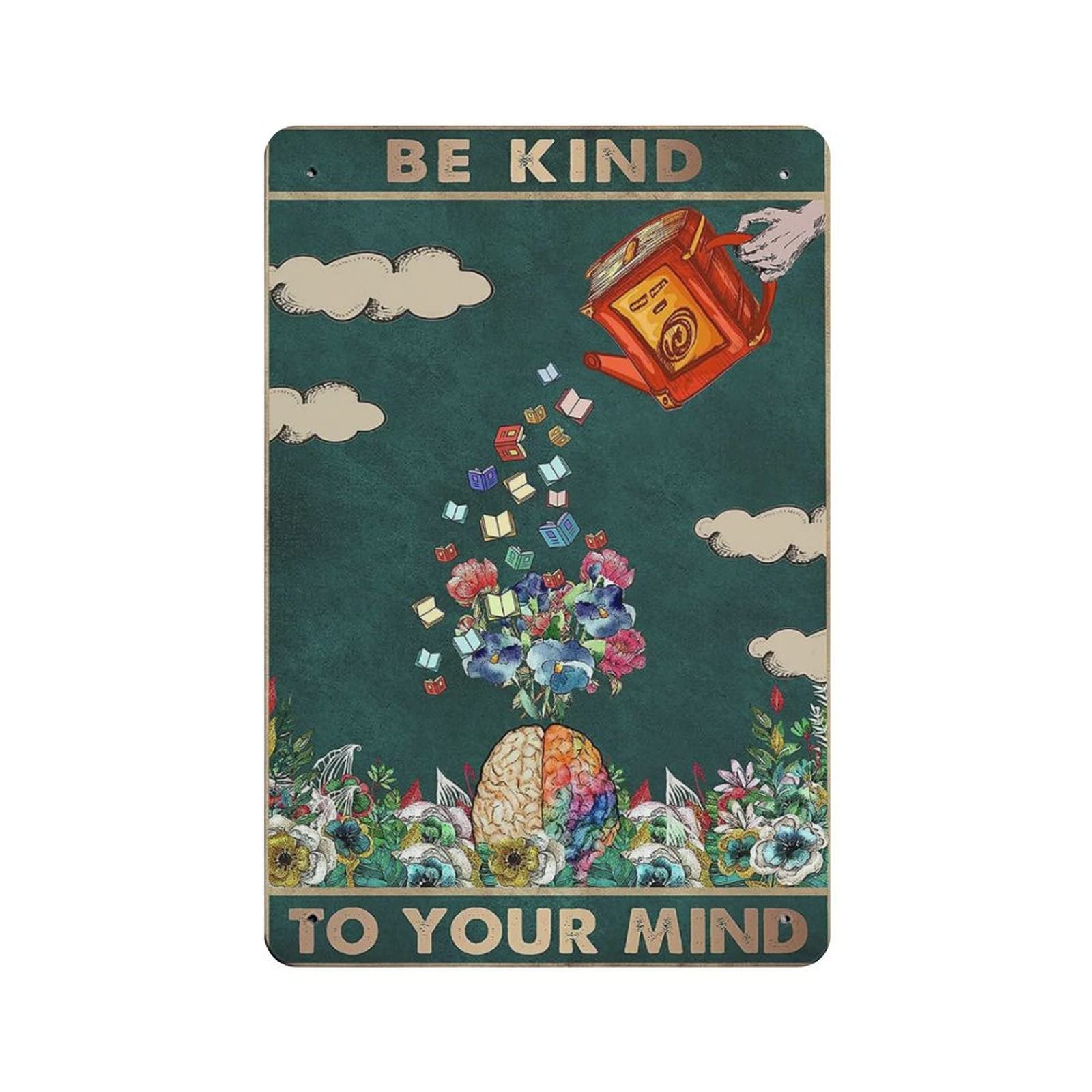 AOOEDM Be Kind Vintage Metal Tin Sign for Home Coffee Shop Office Wall Art Metal Poster Garage Decor Man Cave Sign Inspirational Quote Wall Decor