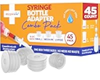 Medicine Bottle Syringe Adapter For Oral Dispensers 45 Pieces 3 Sizes (15 each size) | Press In Bottle Adapter for Liquid Medication | Only Fits Brandzig 1ml, 3ml, 5ml & 10ml Syringes