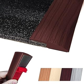 1/5 inch Height Floor Transition Strip, Self Adhesive Carpet Wood Tile Vinyl Flooring Laminate Transition Cover Edge Trim Gap Doorway Threshold for Uneven Floors (40 inches, Red Wine)