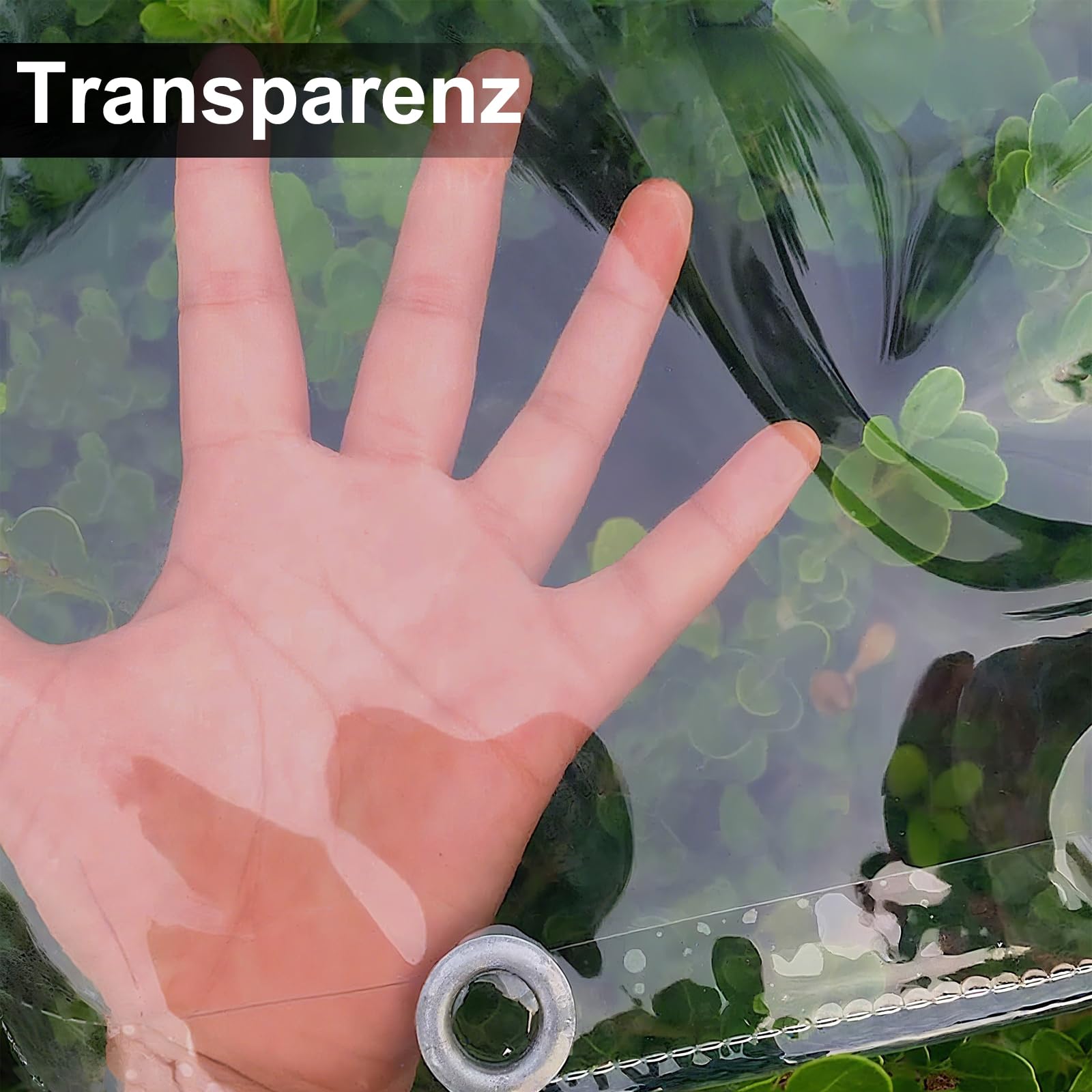Abdeckplane Wasserdicht, Reißfest Transparent Plane mit Ösen, 0.3mm Dick Multifunktionale PVC Schutz Abdeckung, für Auto, Camping, Gartenmöbel, mit Seil und Kabelbindern, 420g/m² (2.4X3M)