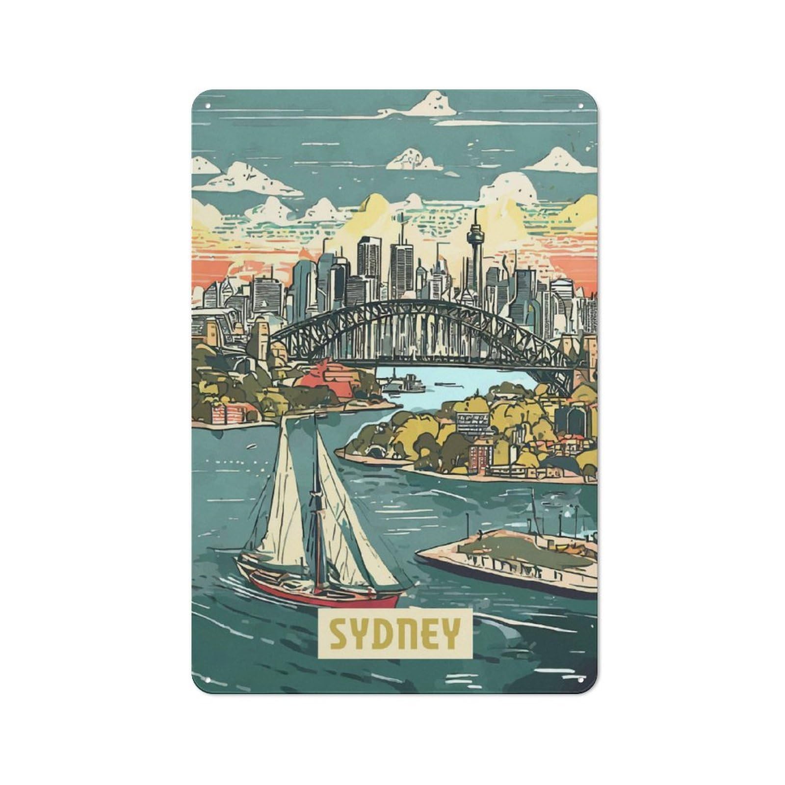 Sydney Tin Wall Plaque 30x20cm, Rustic Farmhouse Wall Decor for Dining Room, Cafe, Entryway Or Family Room