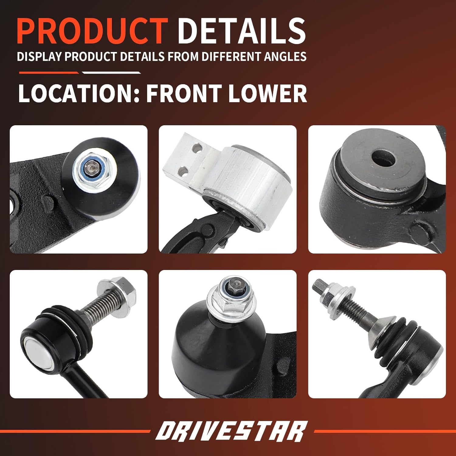 DRIVESTAR 8PCS K622916 K622917 K750388 K750389 EV800776 ES800222 2013-2016 for Ford Flex/for Lincoln MKT, 2013-2017 for Ford Taurus, 2013 for Lincoln MKS, Front Left Right Lower Control Arm