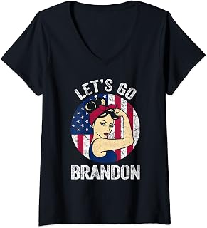 Womens Lets Go Brandon Shirt Rosie US Flag Funny Let's Go Brandon V-Neck T-Shirt