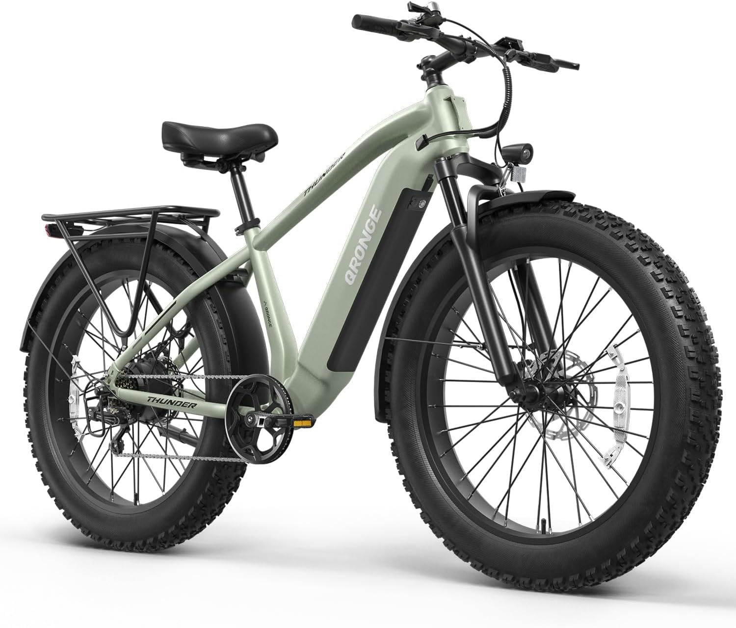 QRONGE Electric Bike for Adults 1800W Peak, 26" Fat Tire Ebike, Adult Electric Bicycles, 28MPH(PAS Mode) Electric Mountain E Bike, Up to 70 Miles, 7 Speed, Rear Rack, Fenders