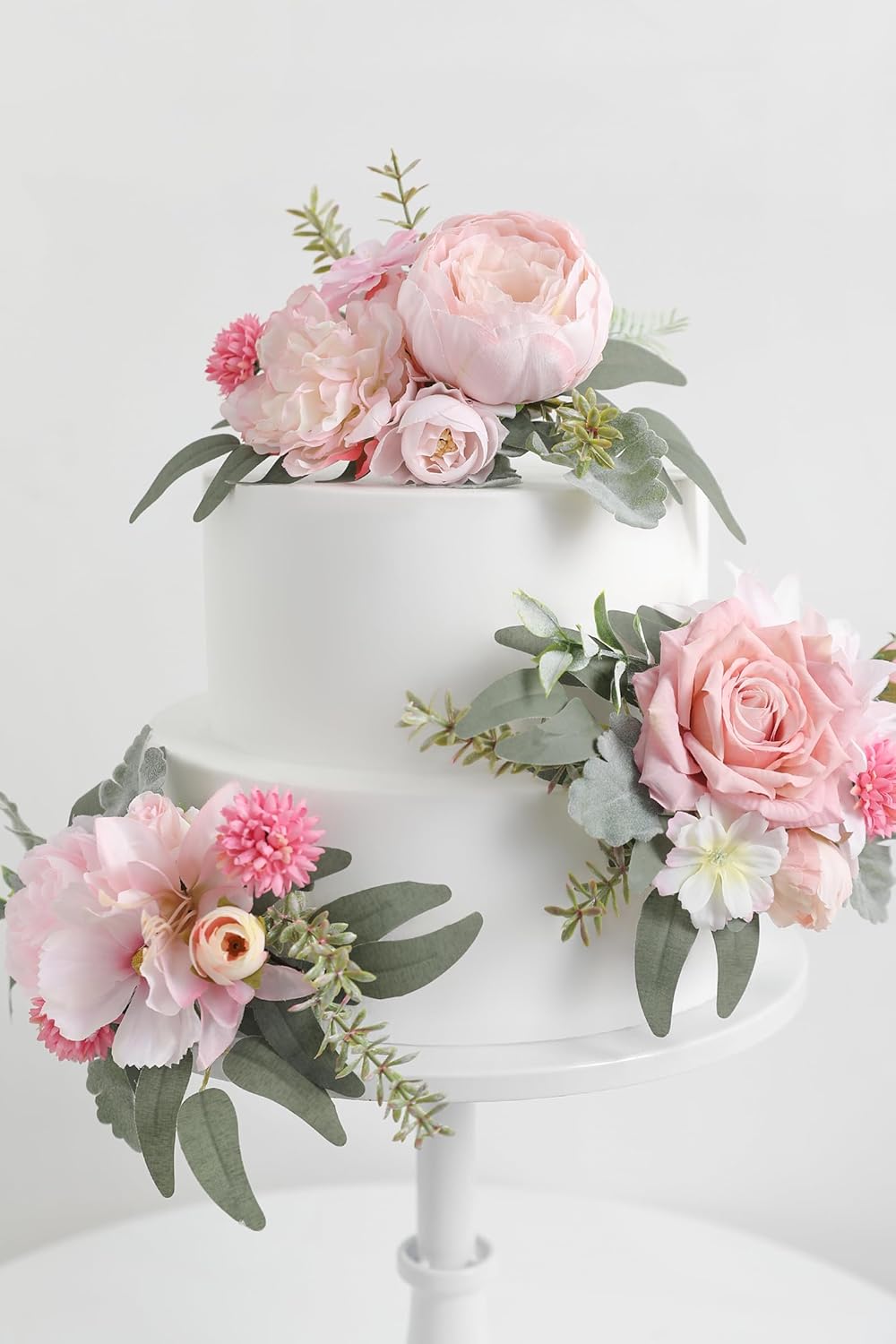 Serra Flora 3Pcs Pre-made Silk Flowers Cake Topper Wedding Artificial Flowers Decor Blusher Pink Flowers Cake Decorations for Girl Sweet Weddings Boho Party Supplies.