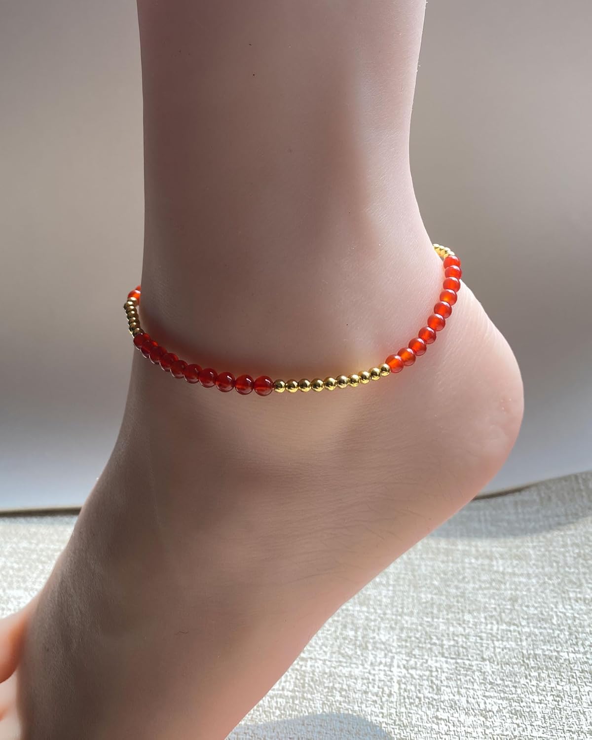 Reiki Agate Beaded Anklet Dainty Gold Plated Beads Ankle Bracelets for Women Adjustable Good Luck Beach Jewelry - Image 6